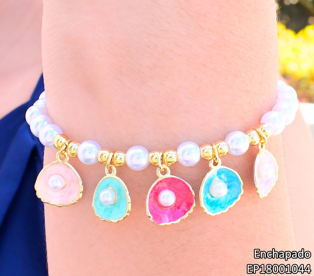 PULSERA DORADA PERLA DIJES OSTRAS VARIOS COL.  (ENCANTO MARINO)BE762-327
