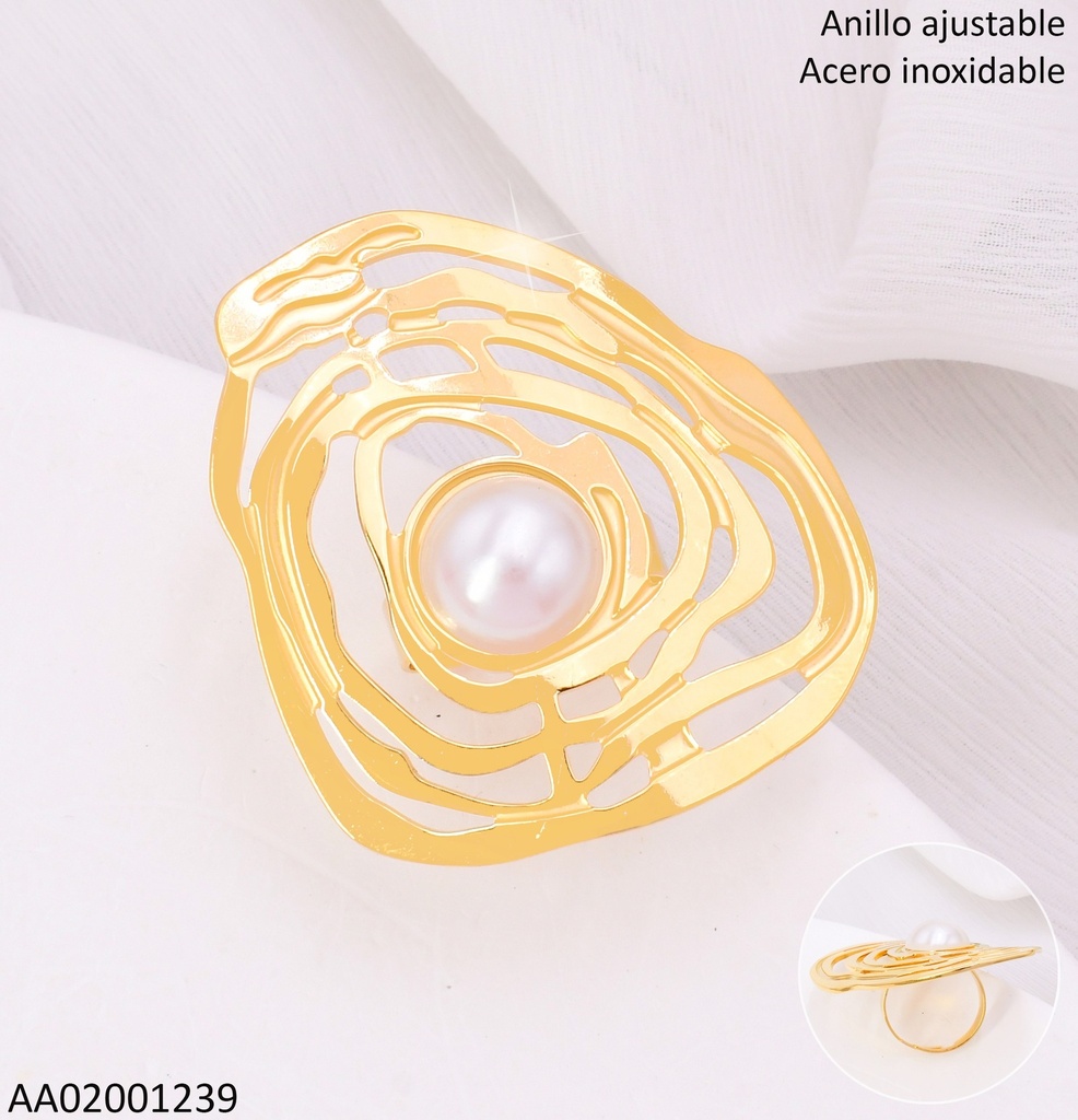 ANILLO ROSA CALADA CENTRO PERLA RA574-45