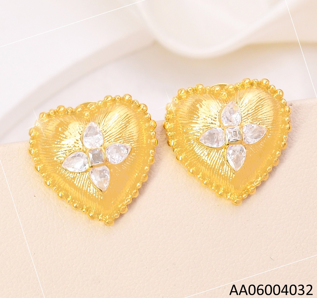 ARETES DORADO CORAZON / FLOR ZIRC. EA1278-45
