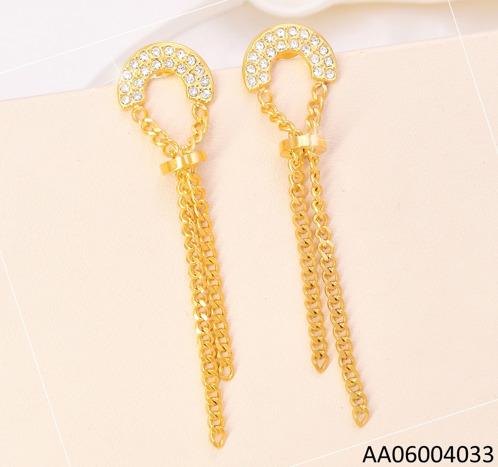 ARETES DORADO ARCO ZIRC/ CADENAS UNIDAS CENTRO EA1287-45