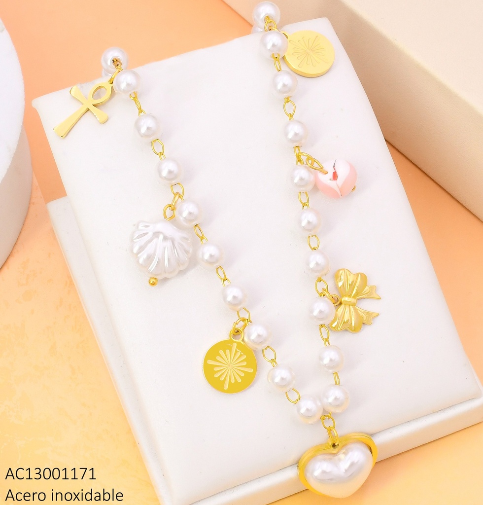 CADENA PERLAS / CRUZ/ PERLA/LAZO/CORAZON CA487-45