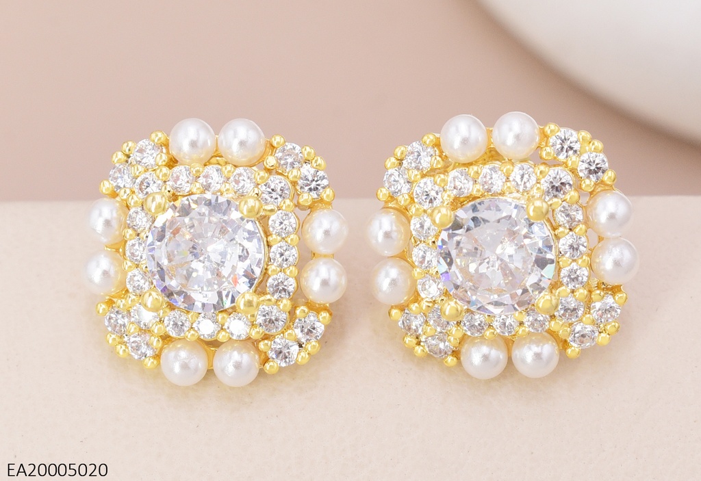 ARETES DOR ROMBO ZIRC/PERLAS EE4324-355