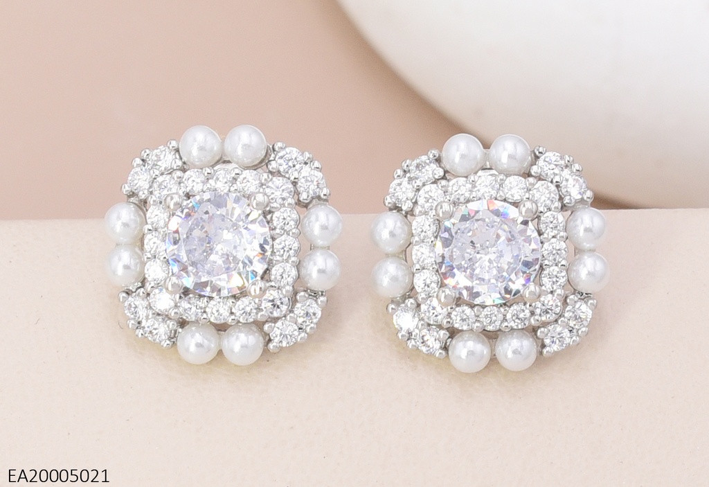 ARETES PLAT ROMBO ZIRC/PERLA EE4325-355