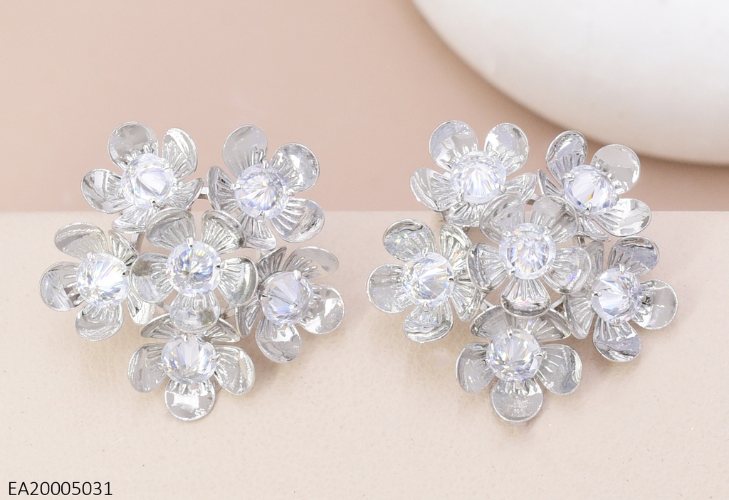 ARETES PLAT RACIMO DE FLORES  EE4349-355