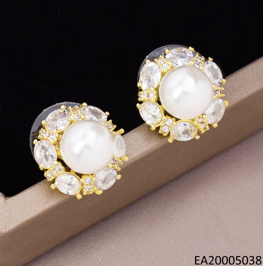 ARETES DOR RD ZIRC PERLA CENTRO EE4436-6