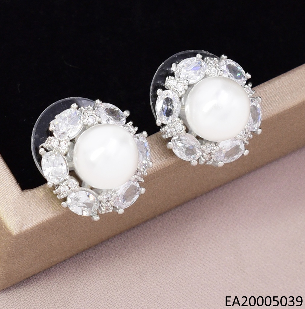 ARETES PLAT RD ZIRC PERLA CENTRO EE4437-6