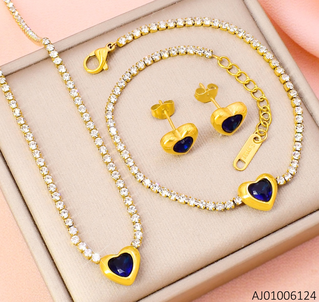 SET CORAZON AZUL C/PULSERA ZIRC 17315-436