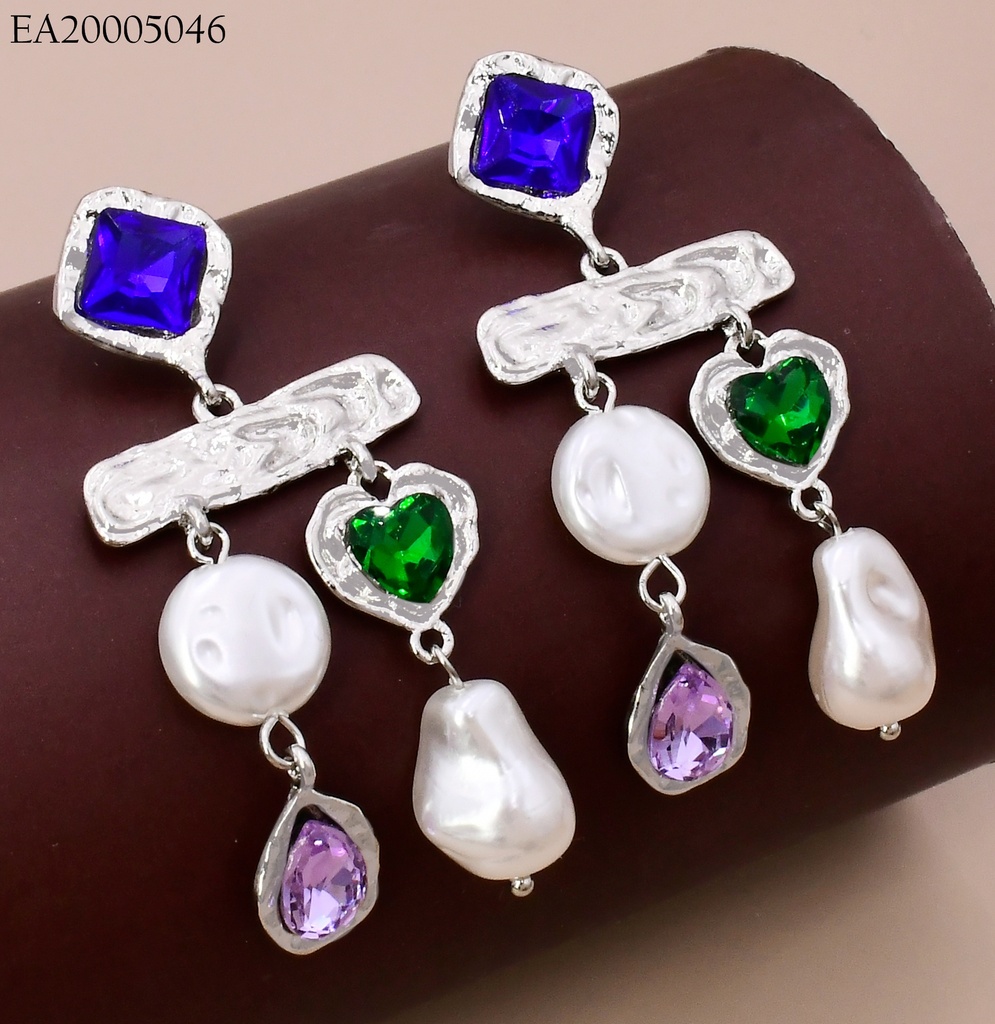 ARETES PLAT ROMBO/BARRITA/PERLA/CORAZON/GOTA EE4023-6