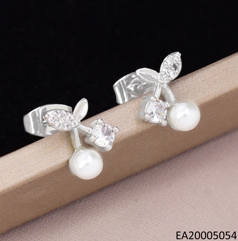 ARETES PLAT CEREZA ZIRC/PERLA EE4053-9