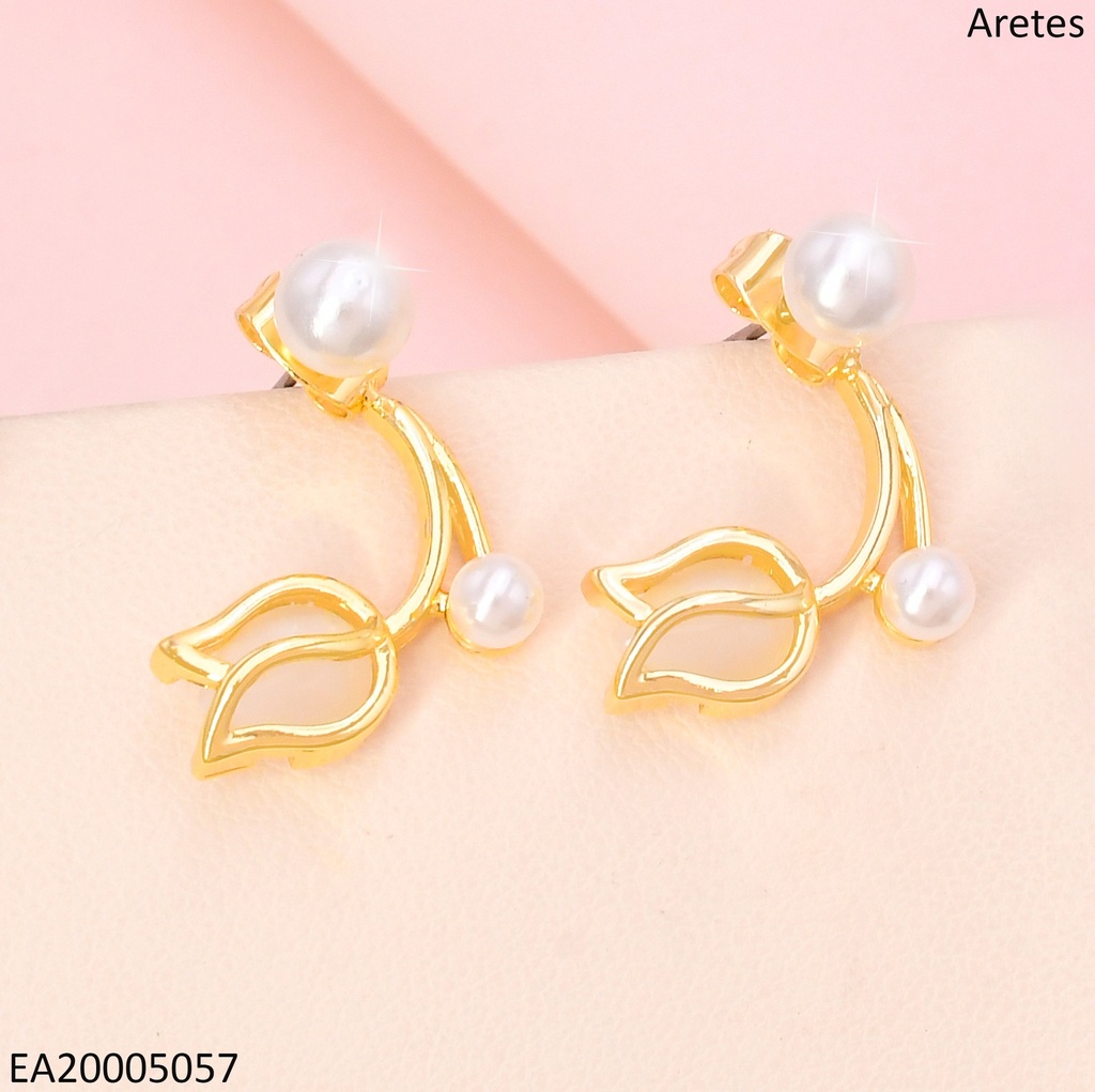 ARETES DOR TULIPAN BLANCO /PERLAS EE4056-9