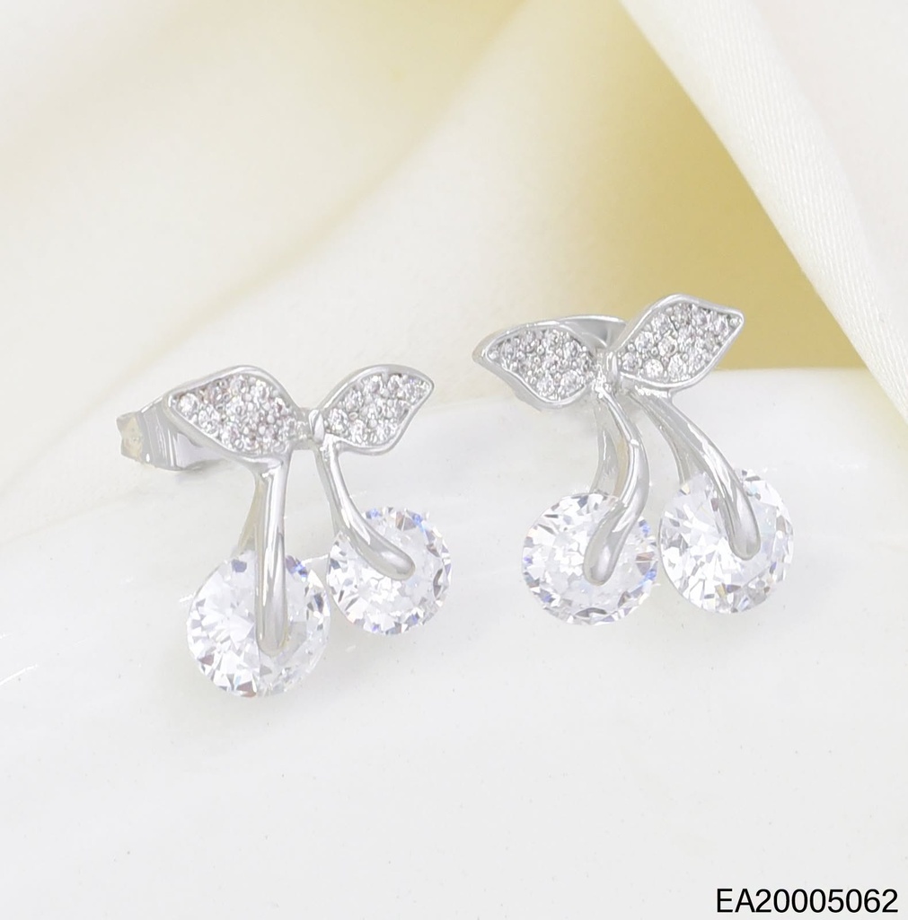ARETES CEREZAS ZIRC. CRISTAL PLAT. EE4061-9