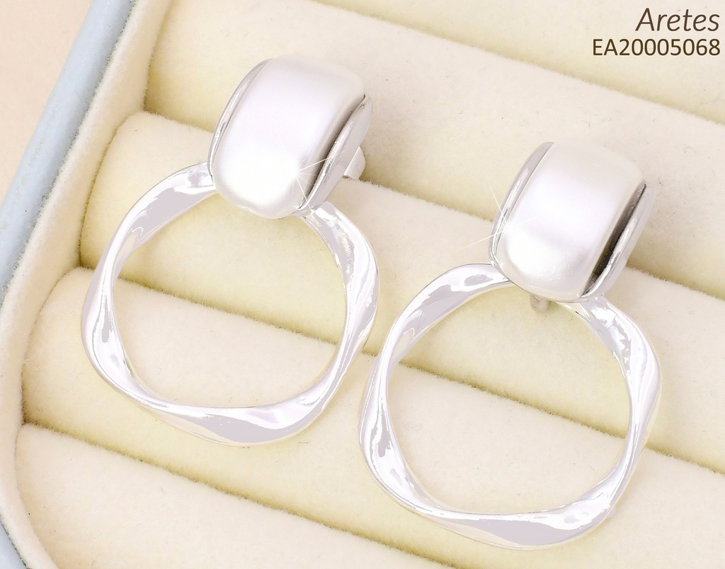 ARETES PLAT OVALO BLANCO / CIRCULO IRREG.  EE4229-301