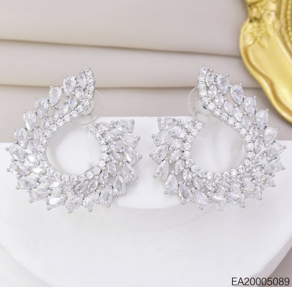 ARETES PLAT "U" ZIRCONIAS GOTAS EE4383-6