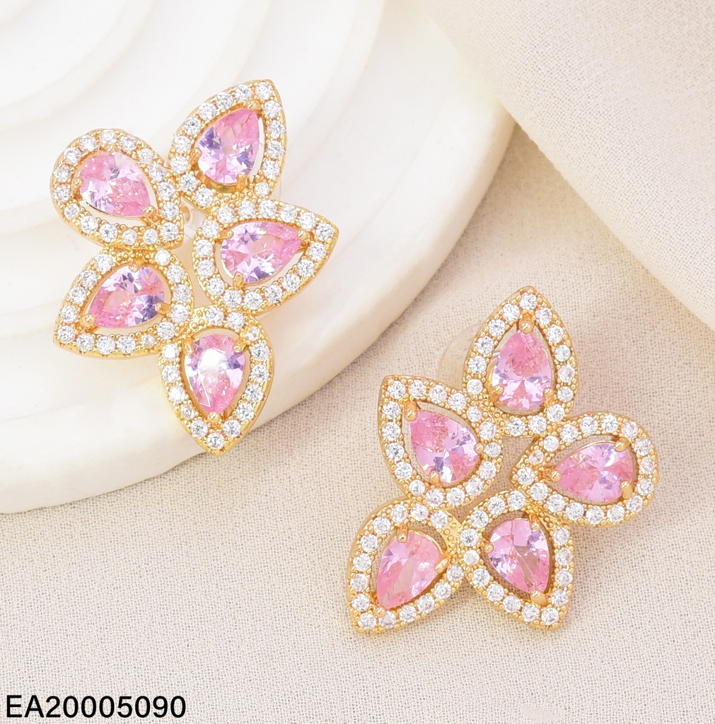 ARETES DOR 5 GOTAS ROSADAS EE4380-6