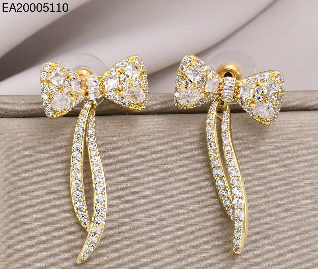 ARETES LARGOS DORADO LAZO PIEDRERÍA CRISTAL EE4414-6