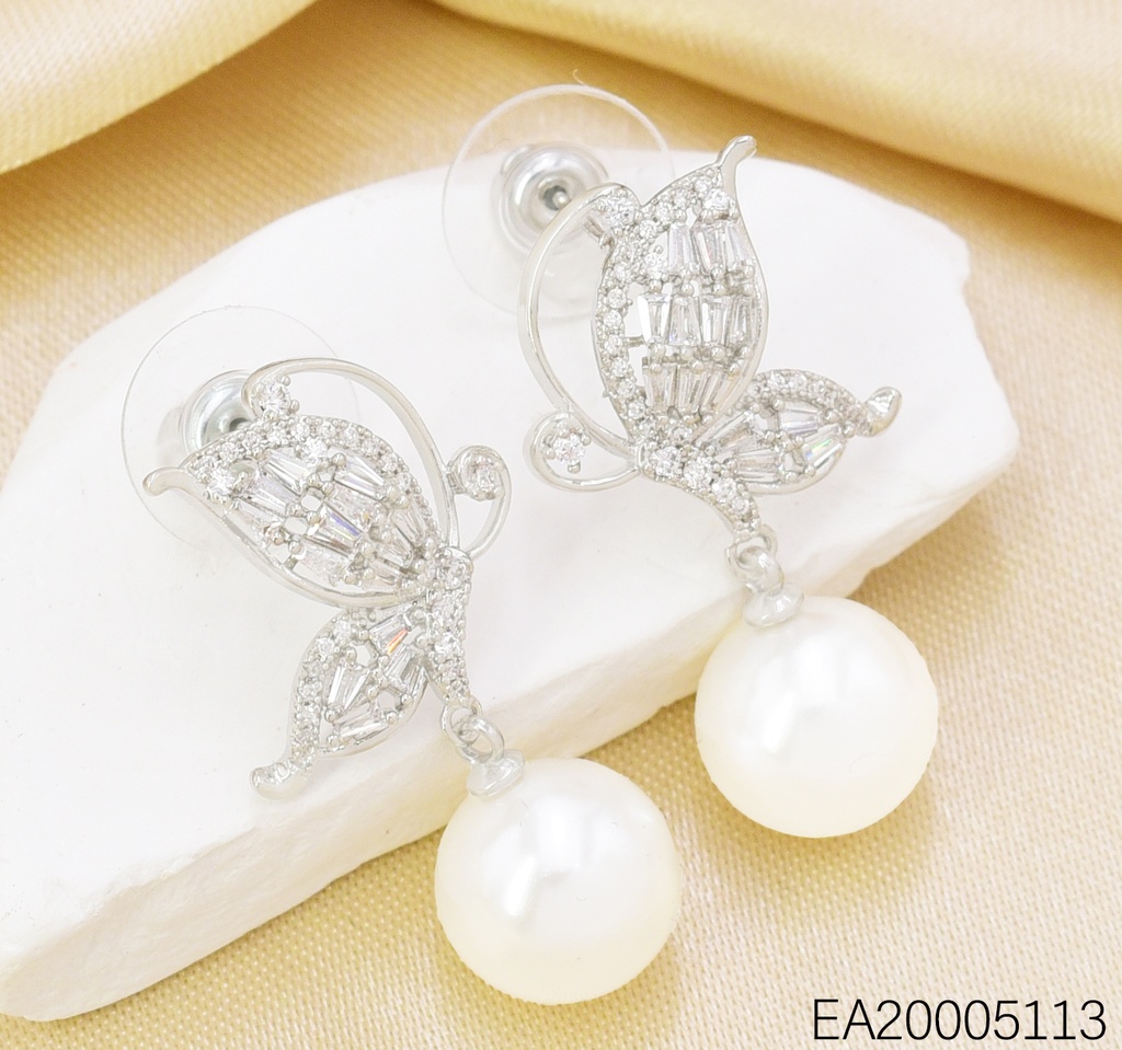 ARETES PLAT.MARIPOSA NACAR/ZIRC. EE4417-6