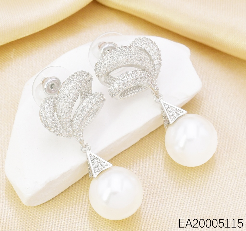 ARETES PLAT 3 LINEAS CURVAS/PIRAMIDE/PERLA EE4421-6