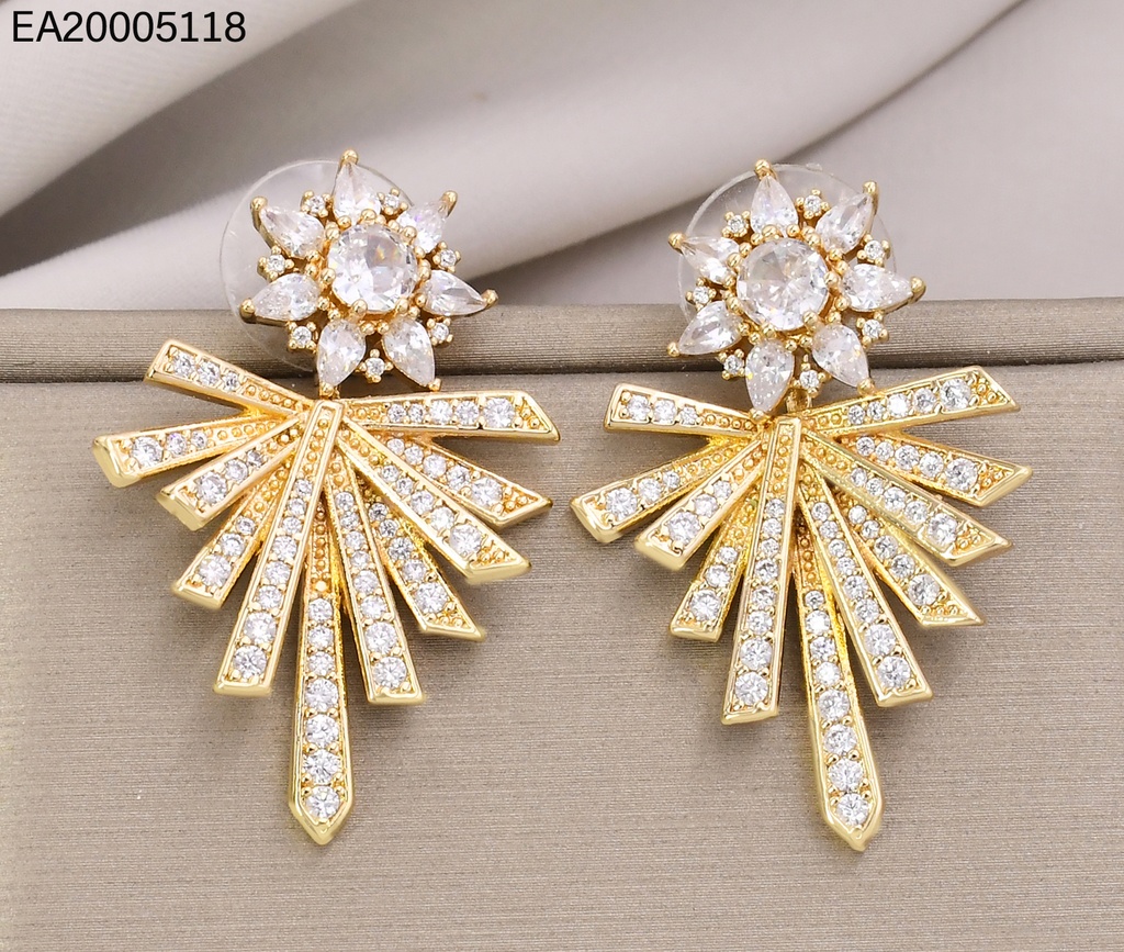 ARETES LARGOS DORADO FLOR CRISTAL EE4456-6