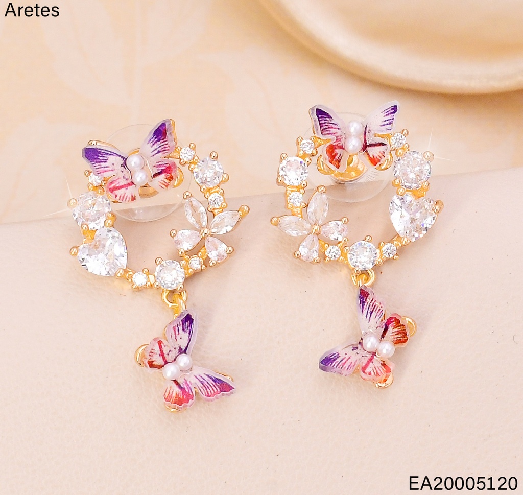 ARETES GUIRNALDA CRISTAL C/MARIPOSAS EE4464-6