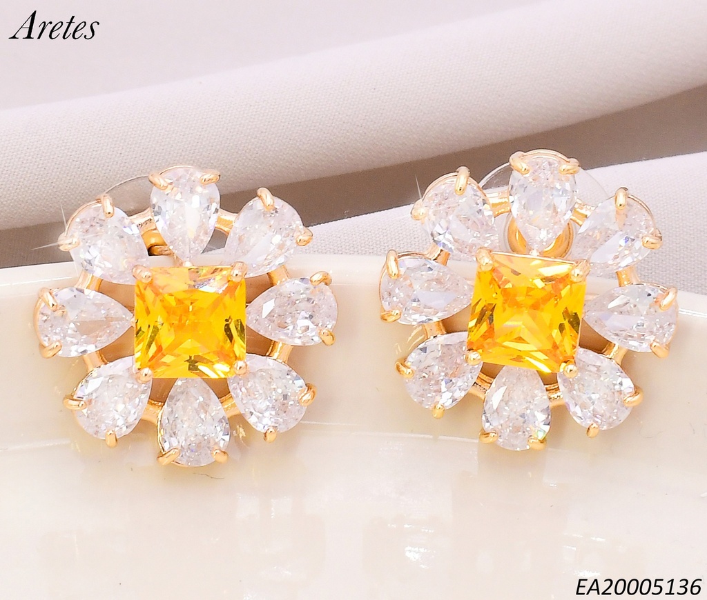 ARETES FLOR ZIRCONIAS CENTRO🟨EE4532-6
