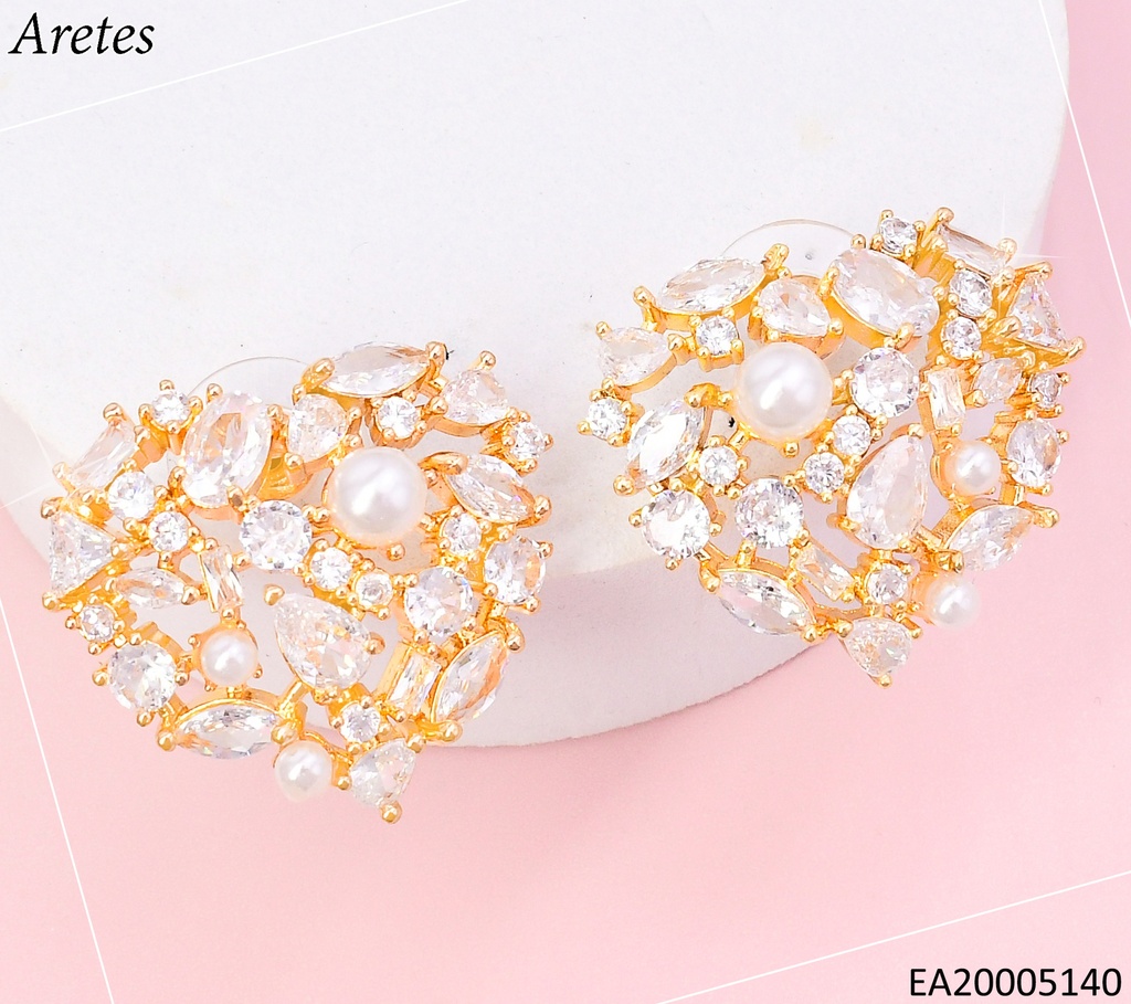 ARETES CORAZON LLENO PERLAS/ZIRC.EE4536-6