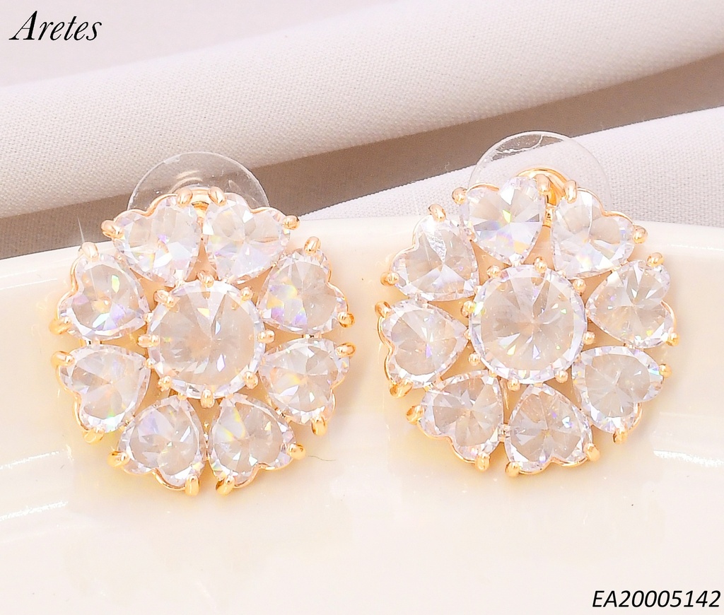 ARETES FLOR RD.PETALOS ZIRC.CORAZON EE4538-6