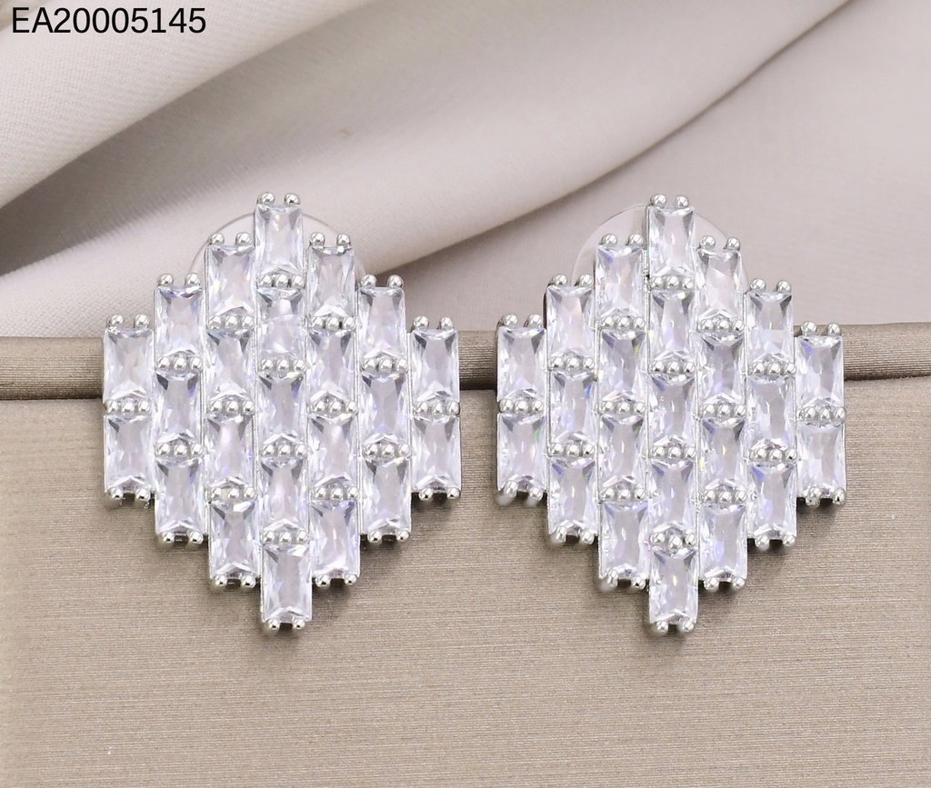 ARETES DISEÑO GEOMÉTRICO PIEDRERÍA CRISTAL EE4541-6 PLATEADO