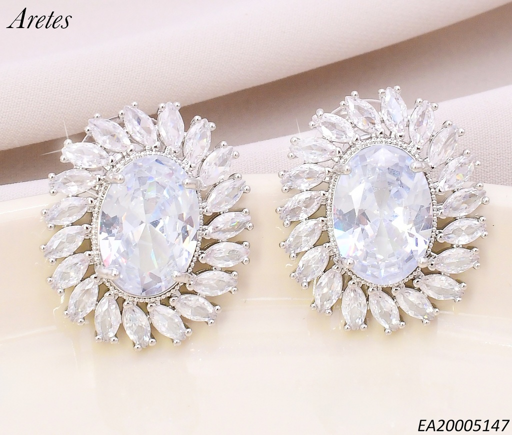 ARETES PLAT.OV ZIRC.GR.BORDE PETALOS EE4543-6