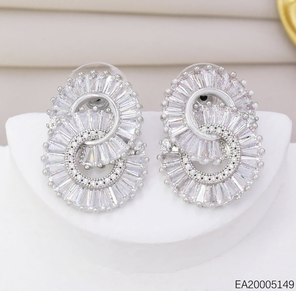 ARETES PLAT. "8" ZIRCONIAS RECTANGULARES EE4545-6