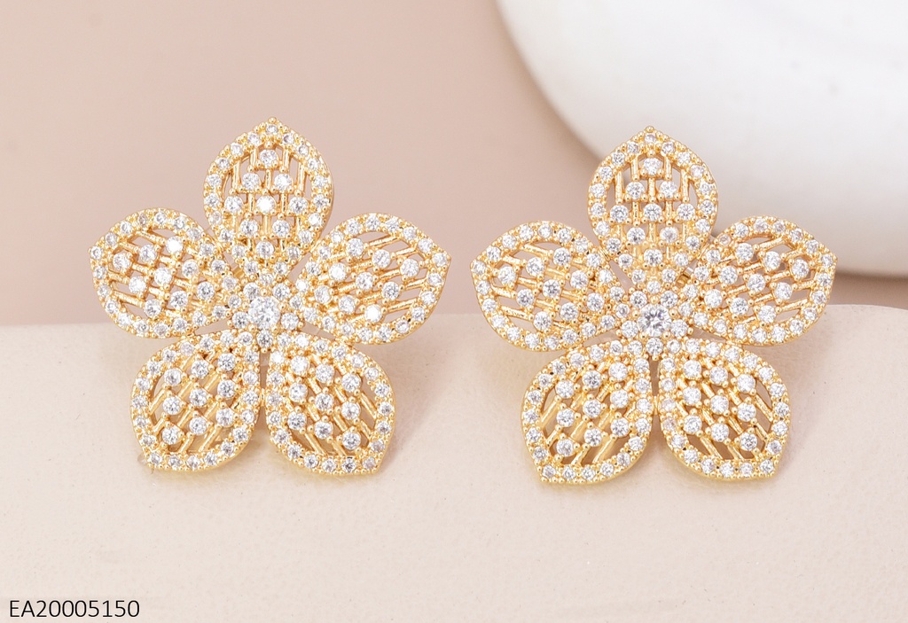 ARETES DOR FLOR 5 PETALOS ZIRC. EE4546-6