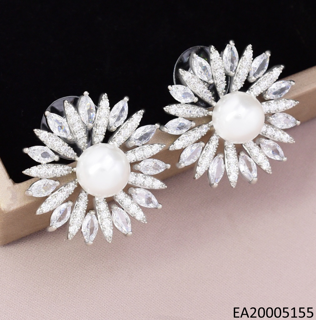 ARETES PLAT FLOR ZIRC/PERLA CENTRO EE4551-6