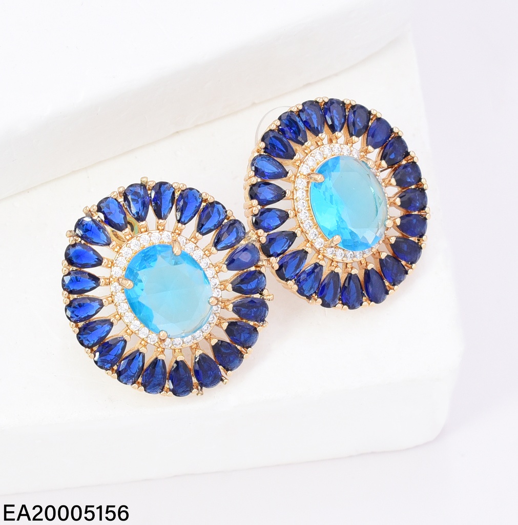 ARETES DOR OVALO ZIRC AZUL/CELESTE CENTRO EE4552-6