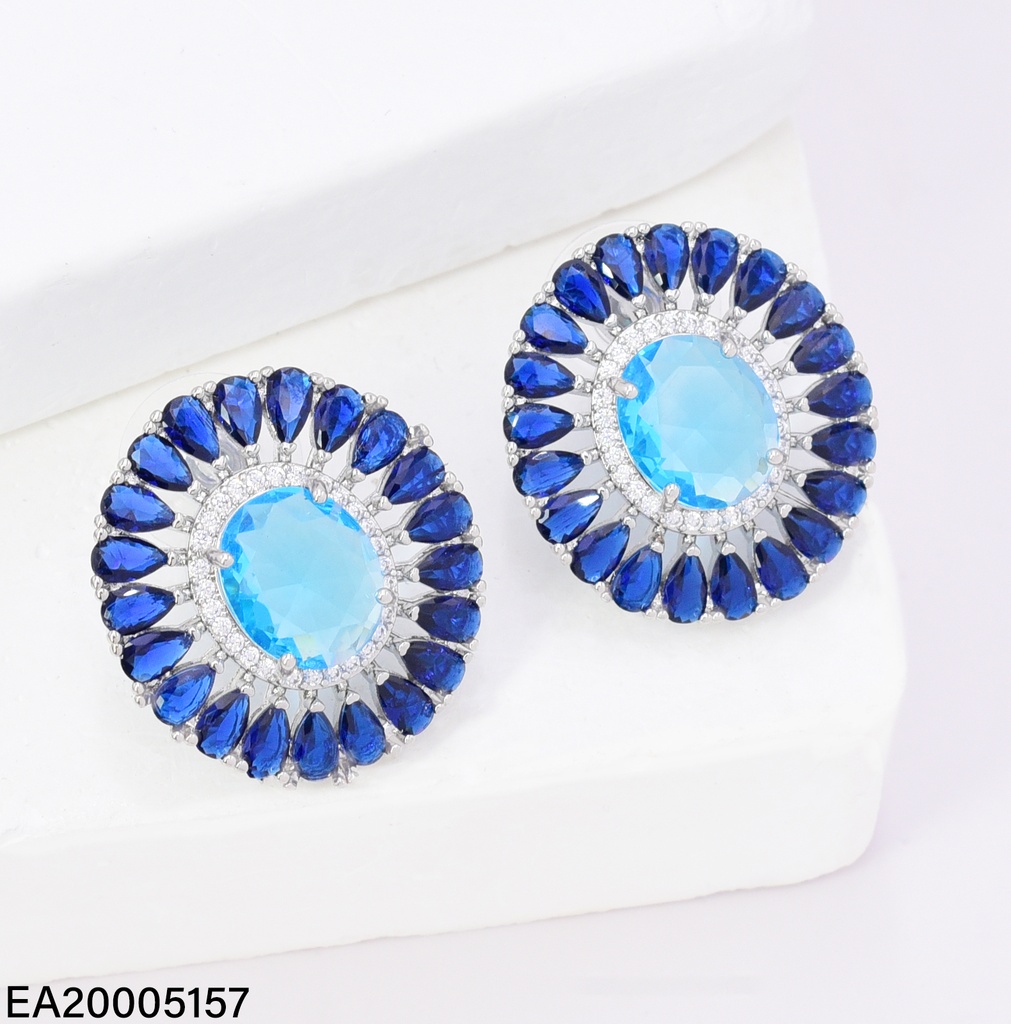 ARETES PLAT OVALO ZIRC AZUL/CELESTE CENTRO EE4553-6