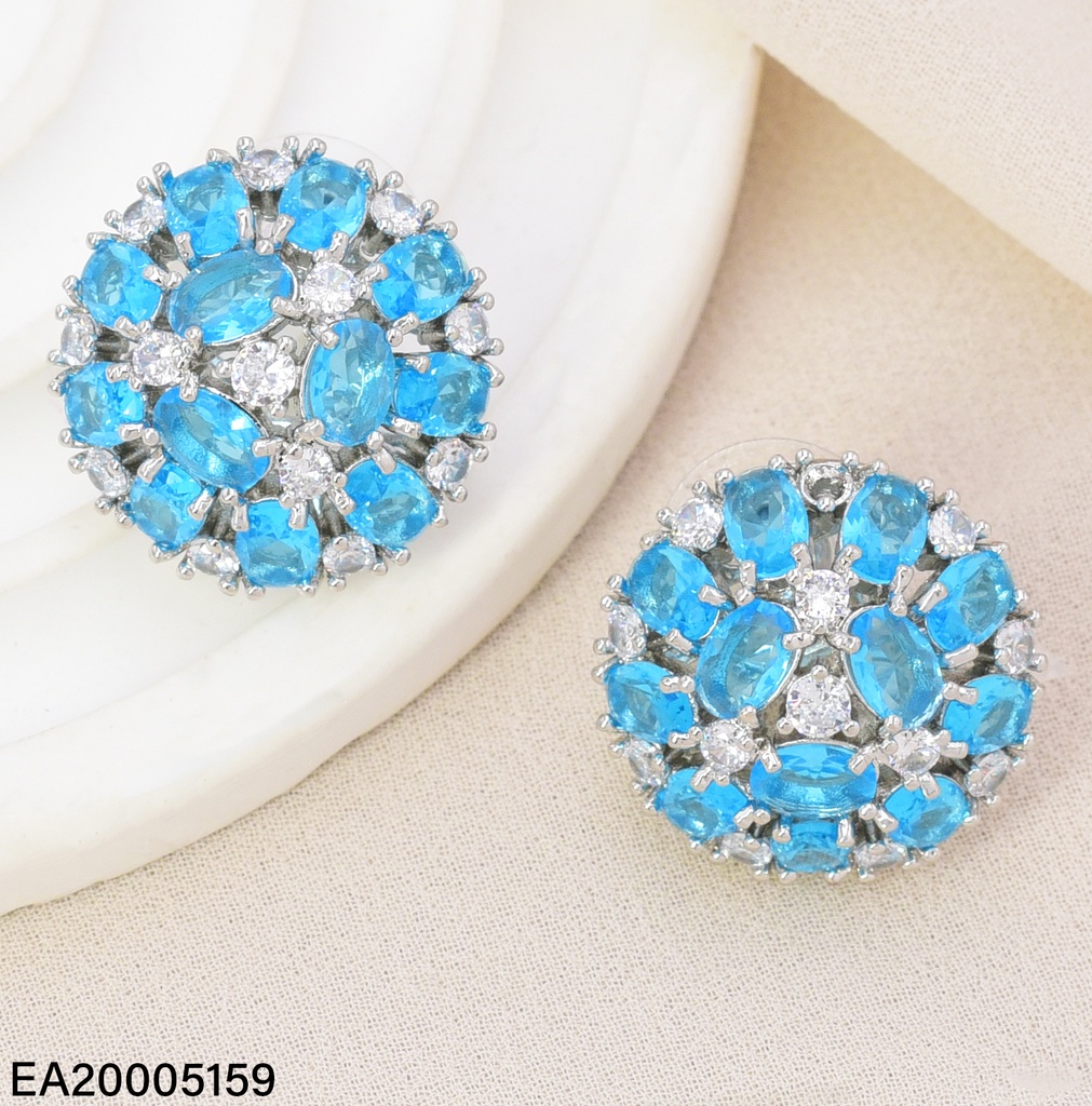 ARETES PLAT REDONDO ZIRC. CELESTE/CRISTAL EE4555-6