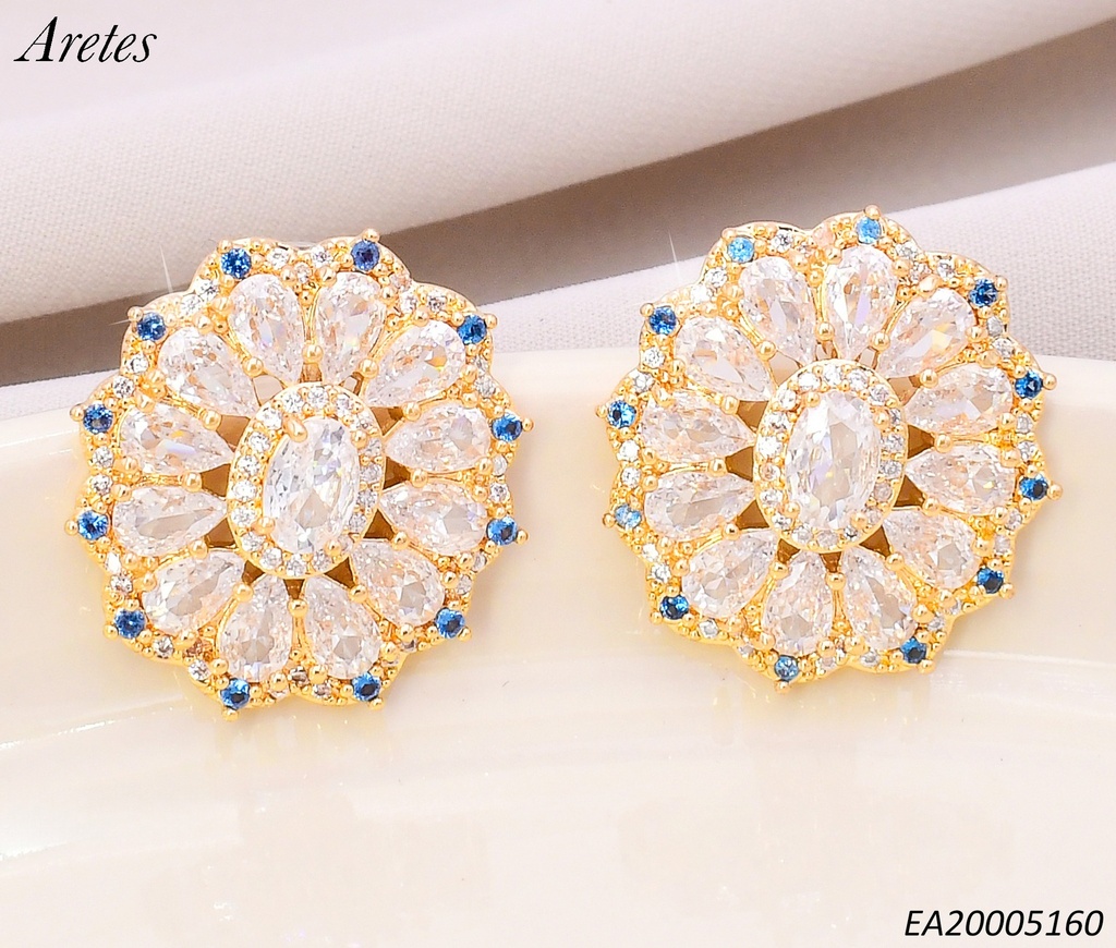 ARETES RD.BORDES PUNTEADOS ZIRC.AZUL EE4556-6
