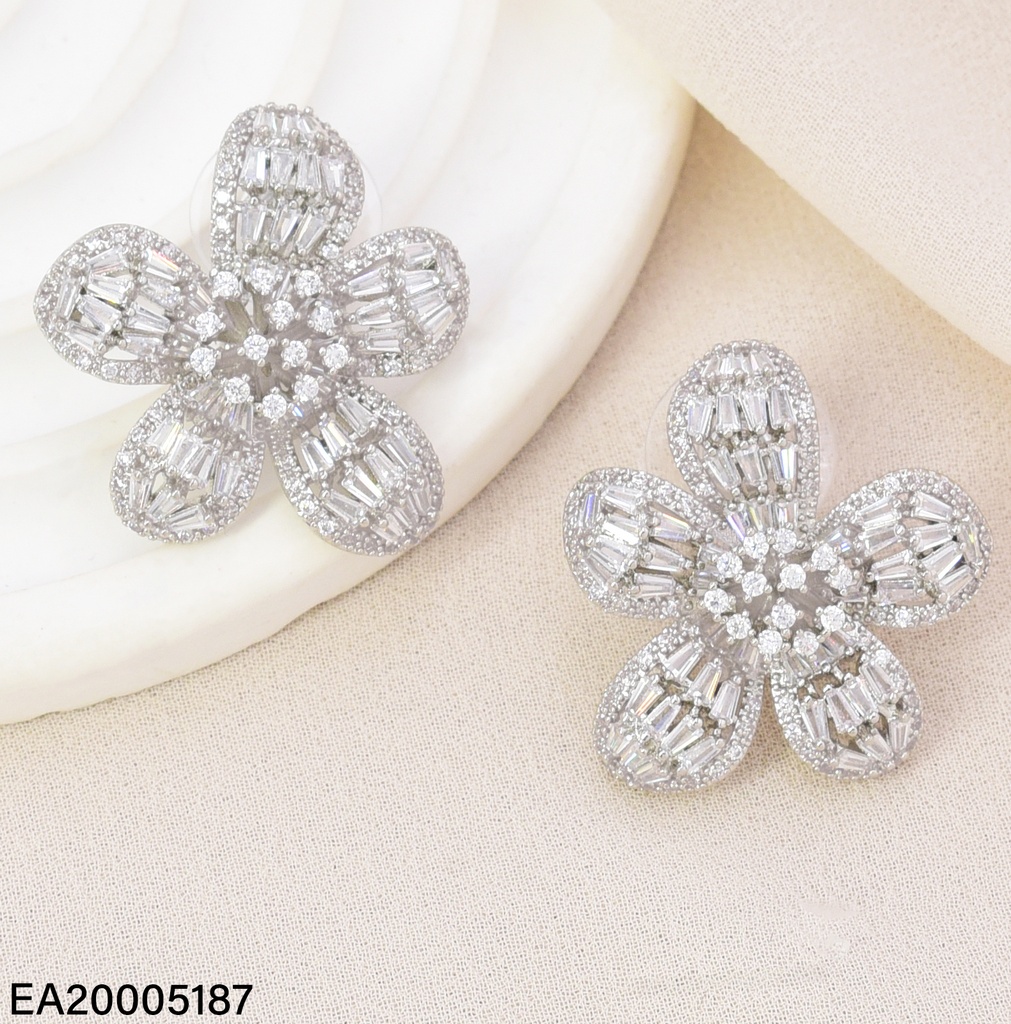 ARETES PLAT FLOR ZIRC RECT. EE4635-6
