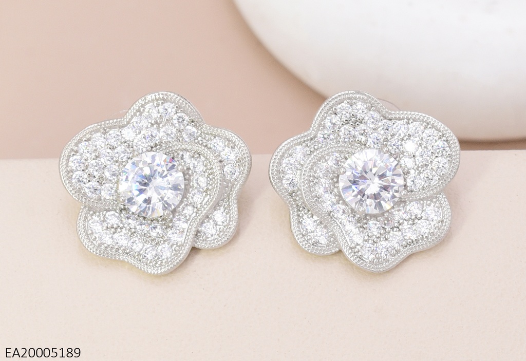 ARETES PLAT FLOR ZIRC. CRISTAL EE4639-6