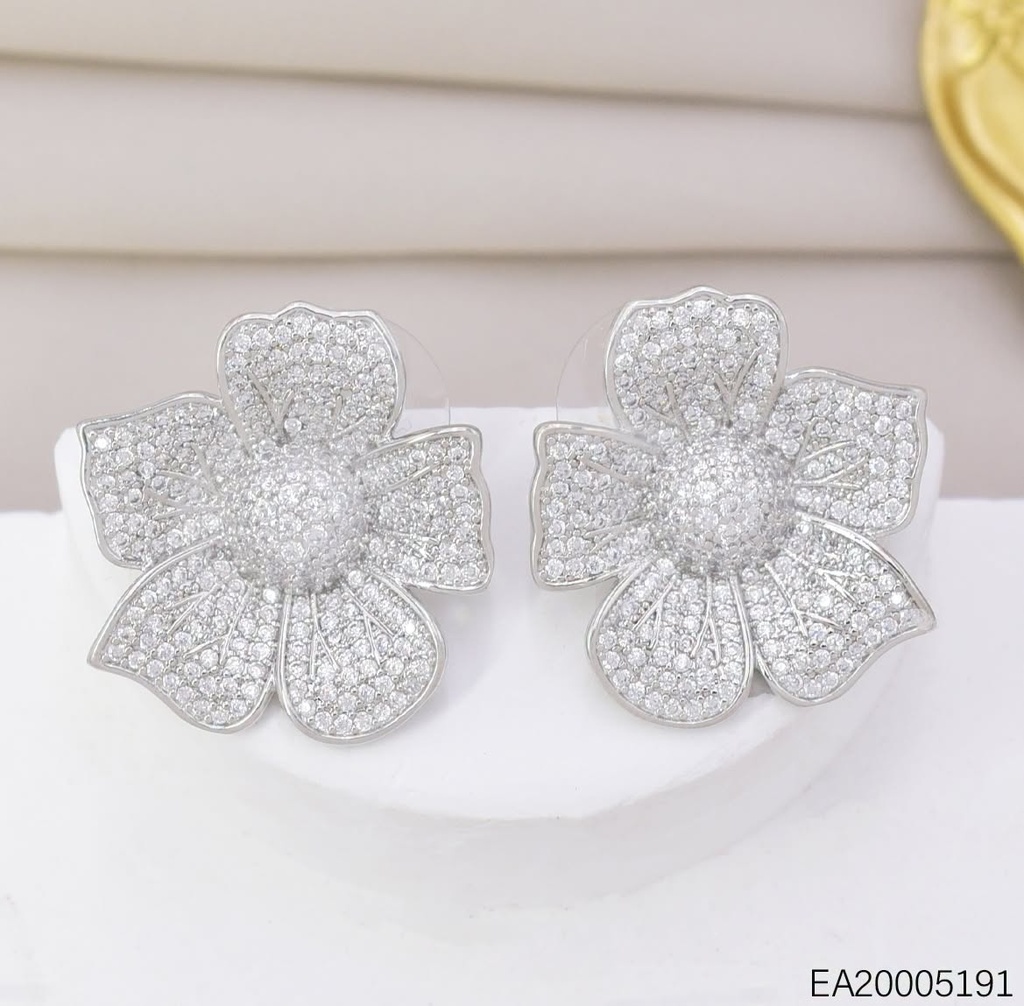 ARETES PLAT FLOR 5 PETALOS ZIRCONIAS EE4641-6