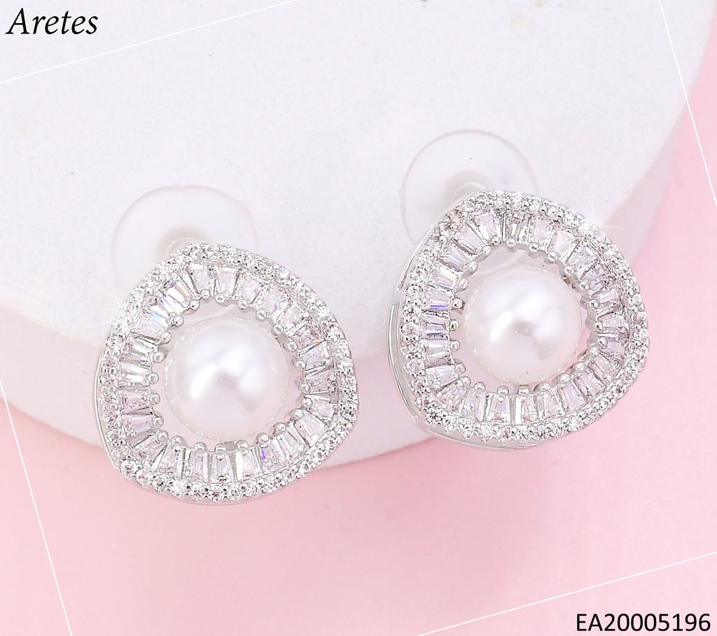 ARETES PLAT.TRIANGULAR ZIRC.CENTRO PERLA EE4657-6