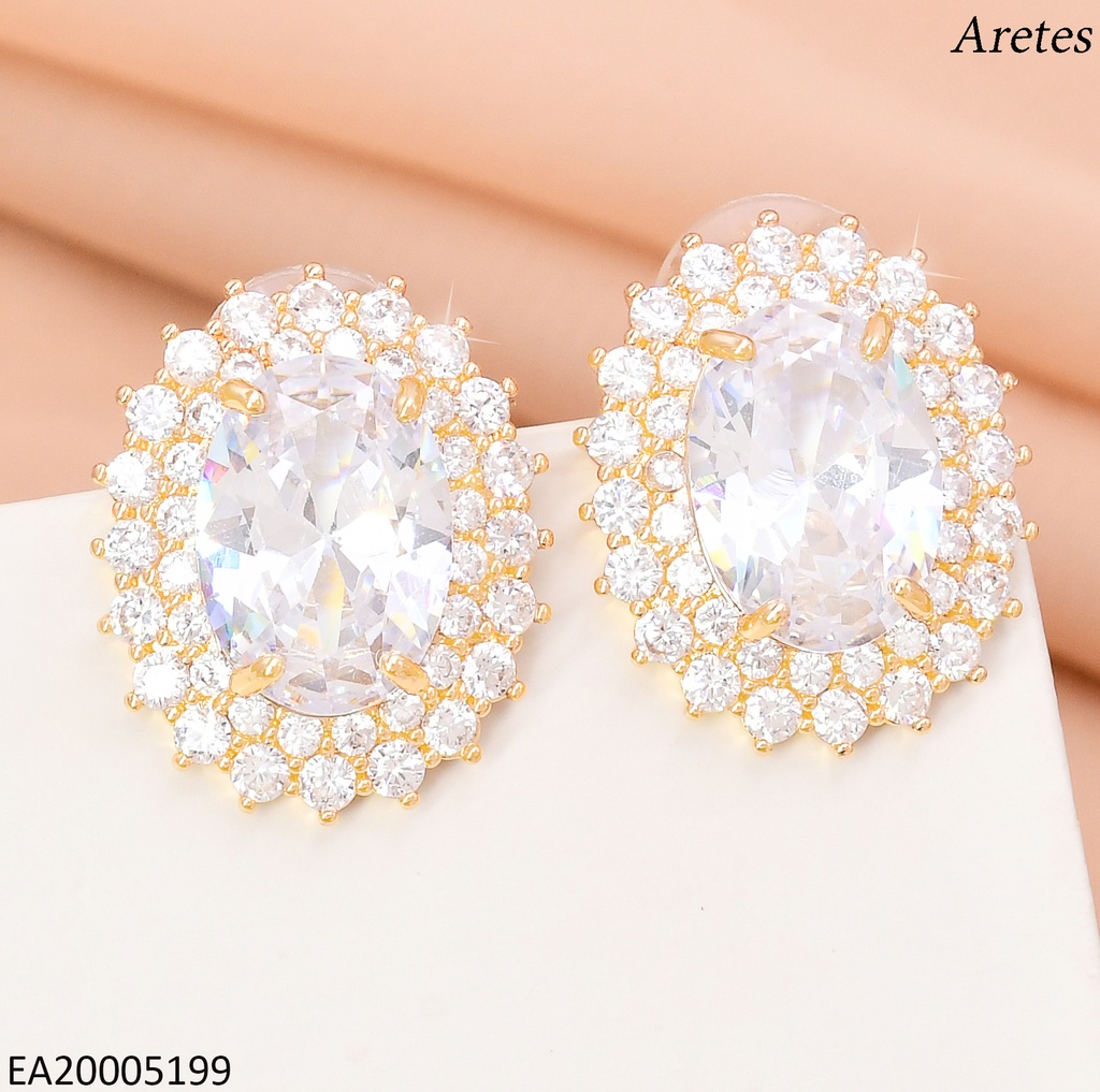 ARETES DOR OVALO ZIRC CRISTAL EE4660-6