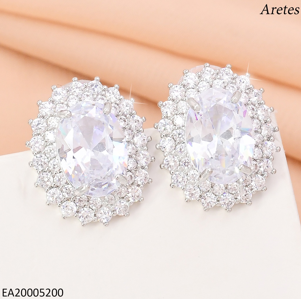 ARETES PLAT OVALO ZIRC CRISTAL  EE4661-6