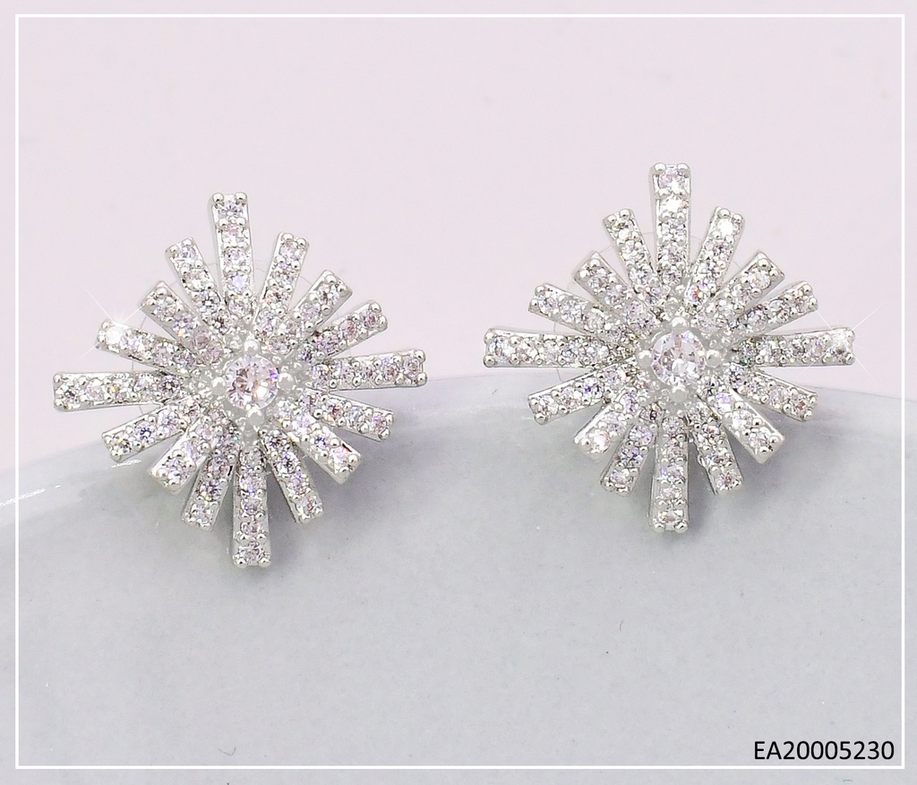 ARETES PLAT FLOR ZIRC. CRISTAL EE4699-6