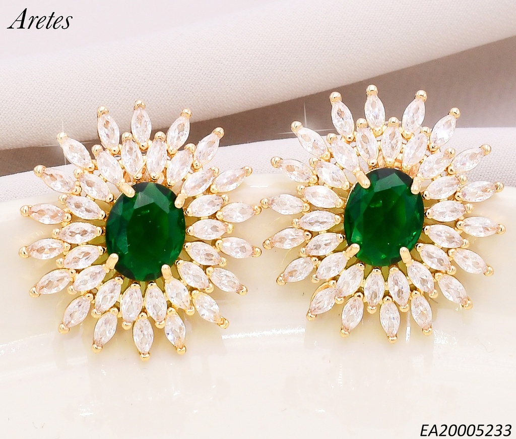 ARETES SOL ZIRCONIAS CENTRO OV VERDE EE4716-6
