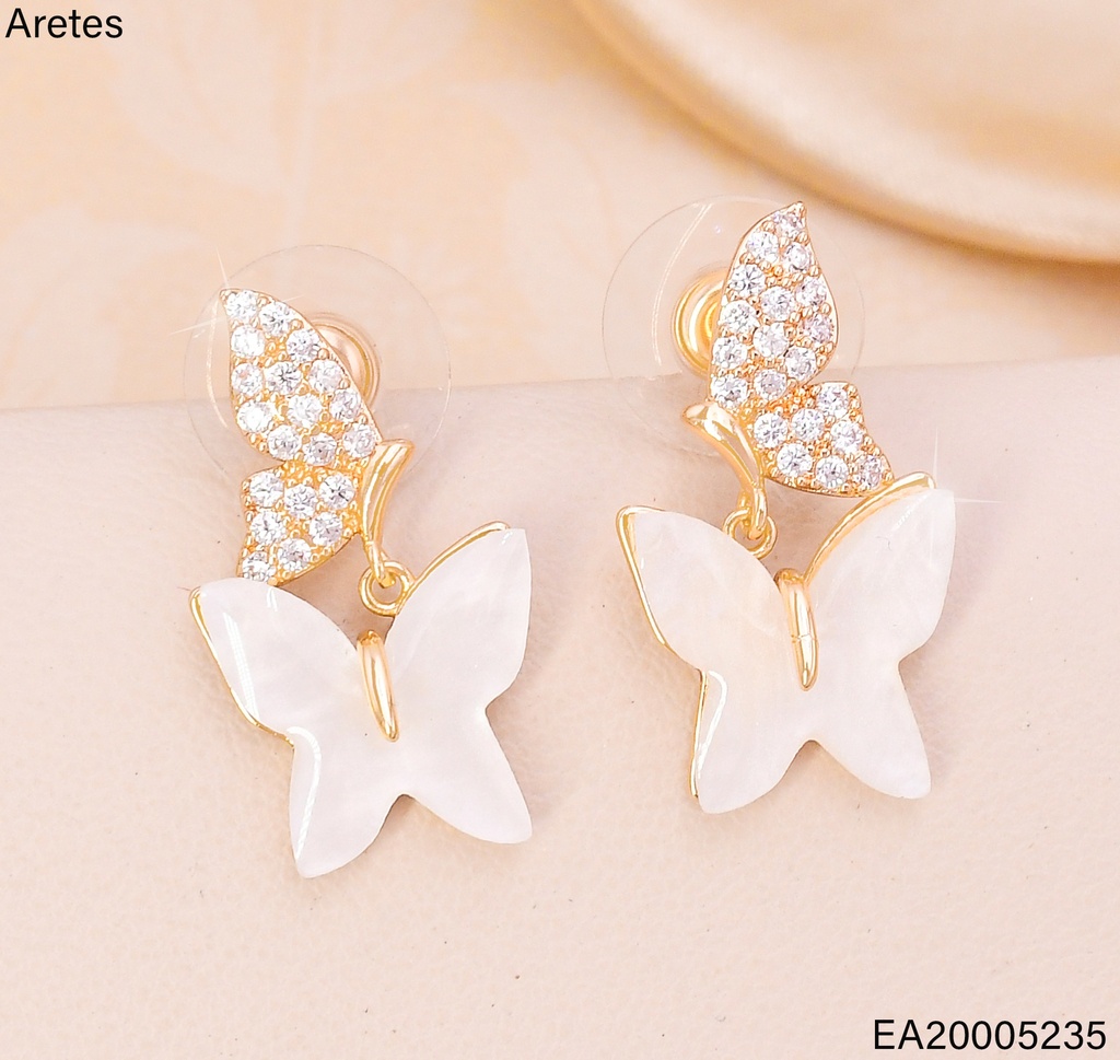 ARETES DOR.MARIPOSA LAT.ZIRC. C/BLANCA EE4728-6