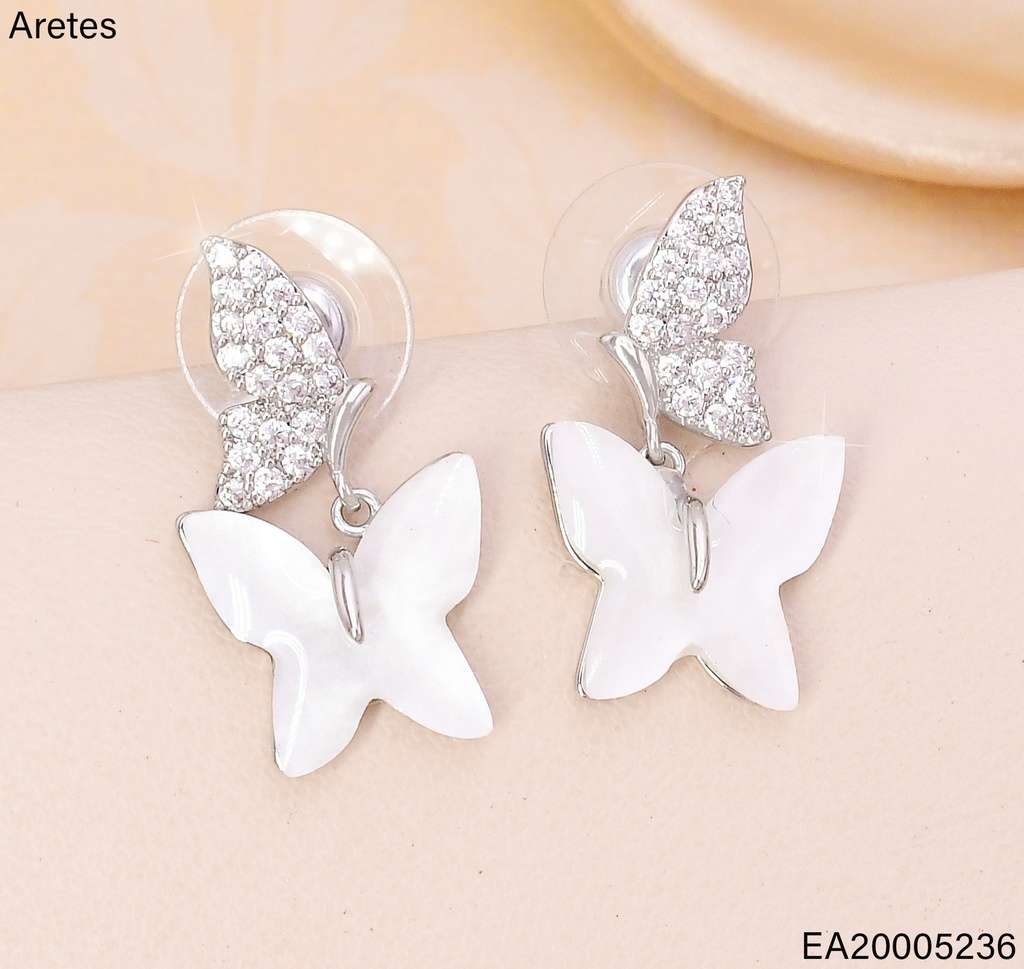 ARETES PLAT.MARIPOSA LAT.ZIRC. C/BLANCA EE4729-6