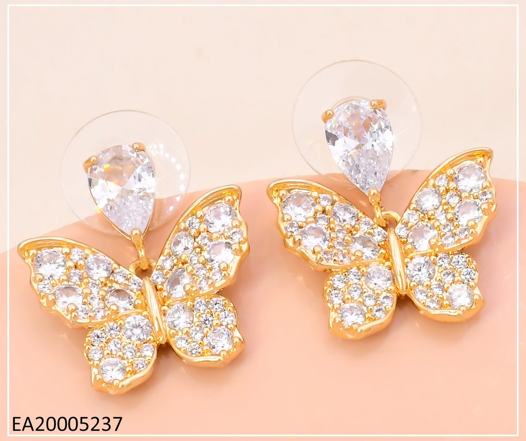 ARETES DORADO GOTA/MARIPOSA ZIRCONIA CRISTAL  EE4730-6