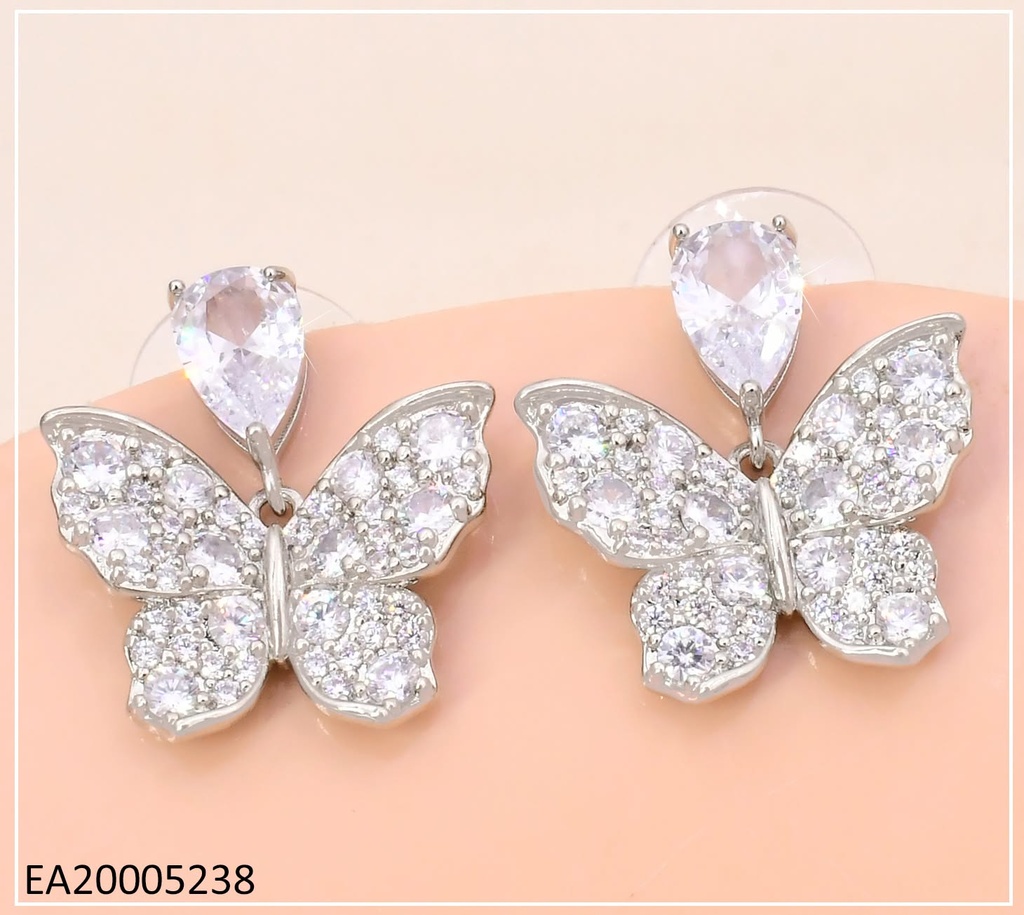 ARETES PLATE. GOTA/MARIPOSA ZIRCONIA CRISTAL  EE4731-6