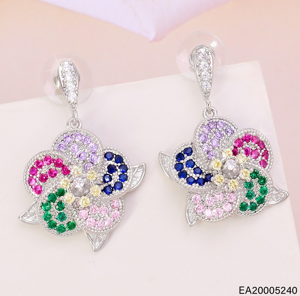 ARETES PLAT FLOR 5 PETALOS EE4737-6
