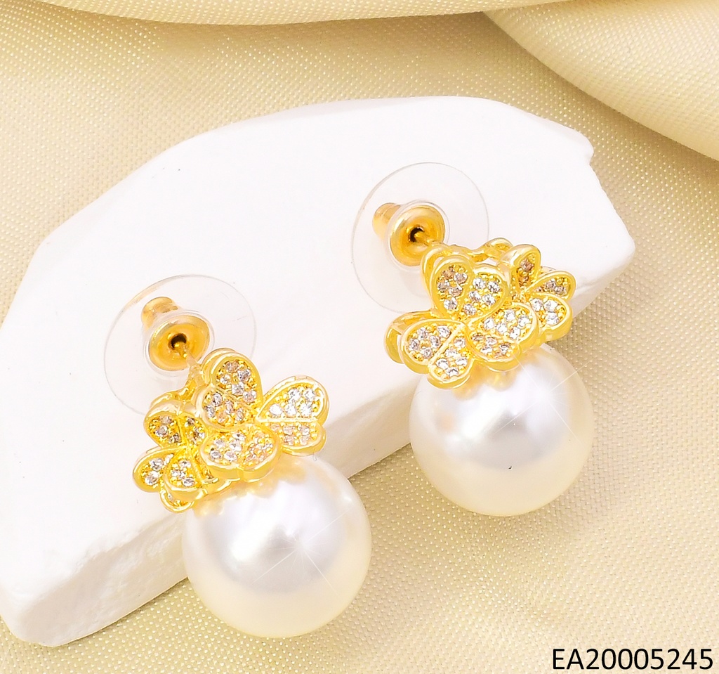 ARETES TREBOL ZIRC.SOBRE PERLA EE4744-6