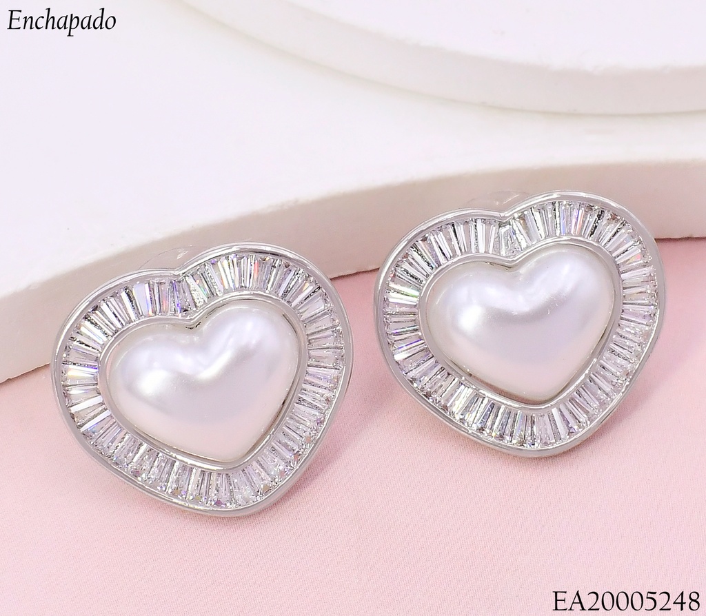 ARETES PLAT.CORAZON PERLA ZIRC.RECTANG.EE4747-6